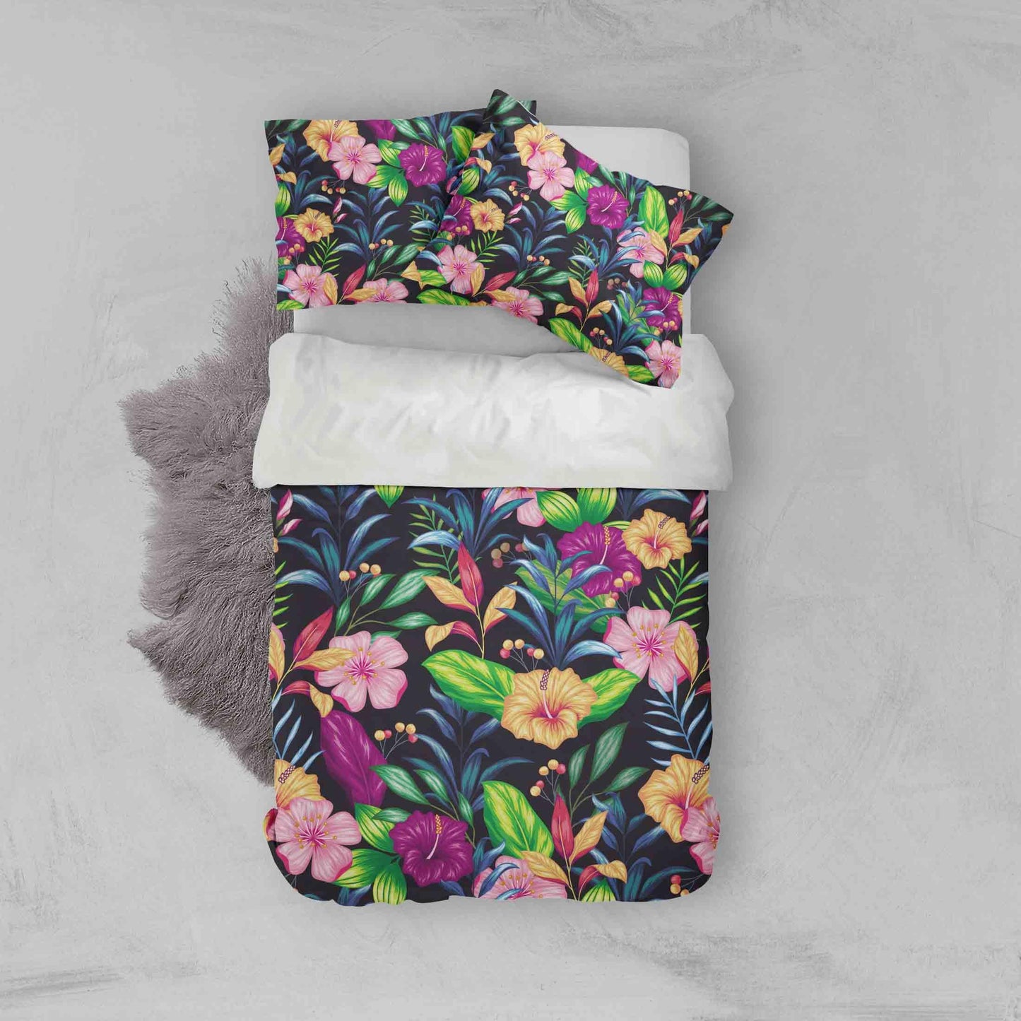 3D Black Pink Yellow Floral Quilt Cover Set Bedding Set Pillowcases 11