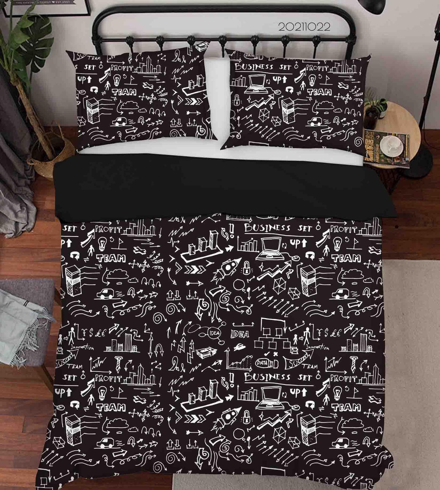 3D Abstract Black Illustration Graffiti Quilt Cover Set Bedding Set Duvet Cover Pillowcases 15