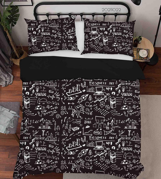 3D Abstract Black Illustration Graffiti Quilt Cover Set Bedding Set Duvet Cover Pillowcases 15