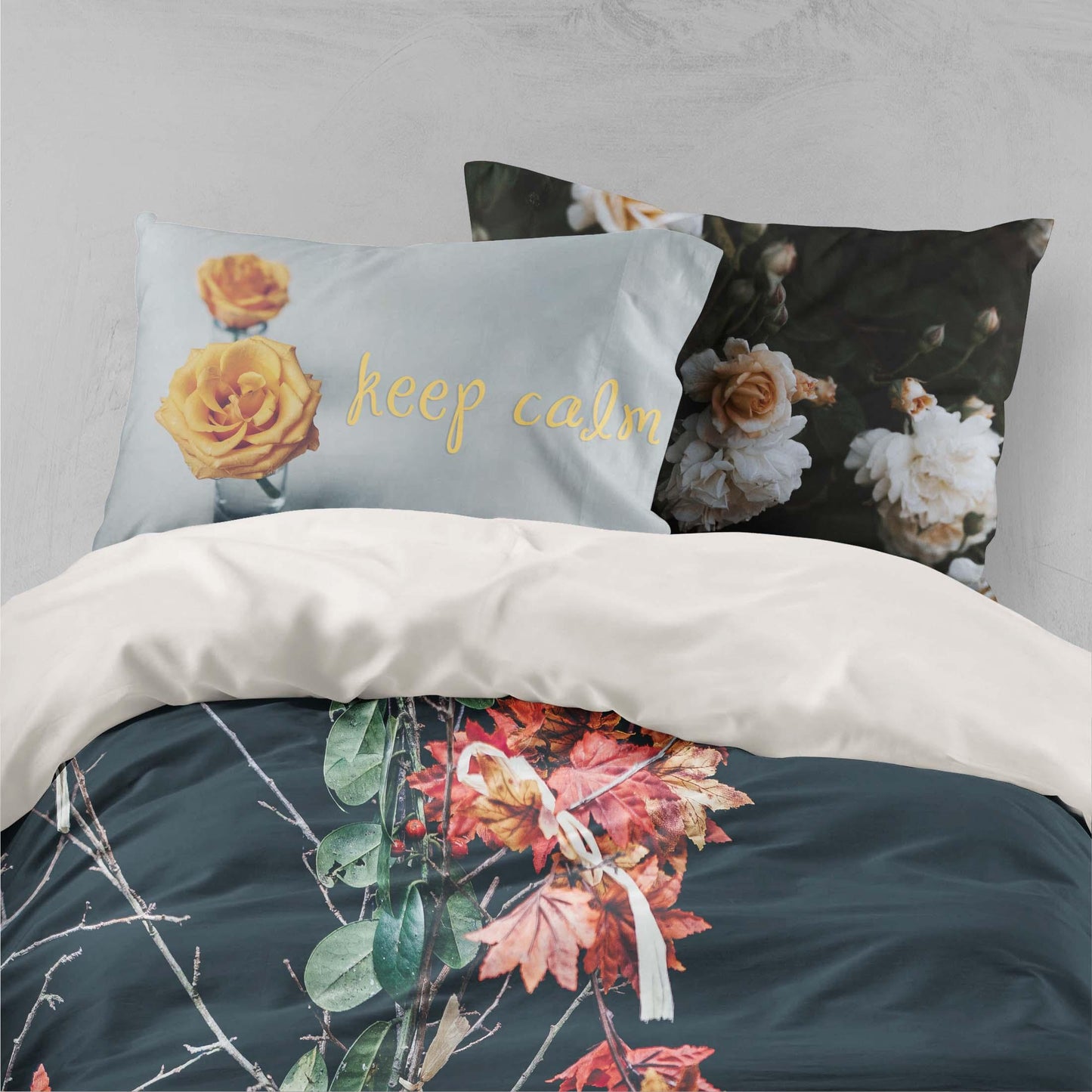 3D Black Leaves Branch Quilt Cover Set Bedding Set Pillowcases 86