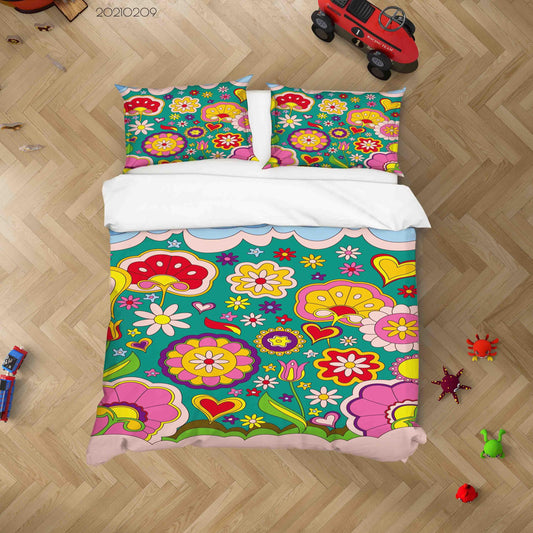 3D Cartoon Color Floral Quilt Cover Set Bedding Set Duvet Cover Pillowcases 34