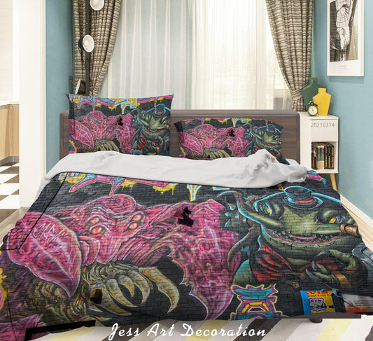 3D Abstract Colored Graffiti Monster Quilt Cover Set Bedding Set Duvet Cover Pillowcases 180