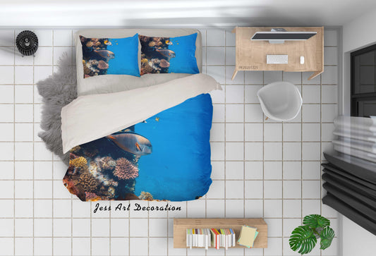 3D Blue Marine Fish Coral Quilt Cover Set Bedding Set Duvet Cover Pillowcases 29