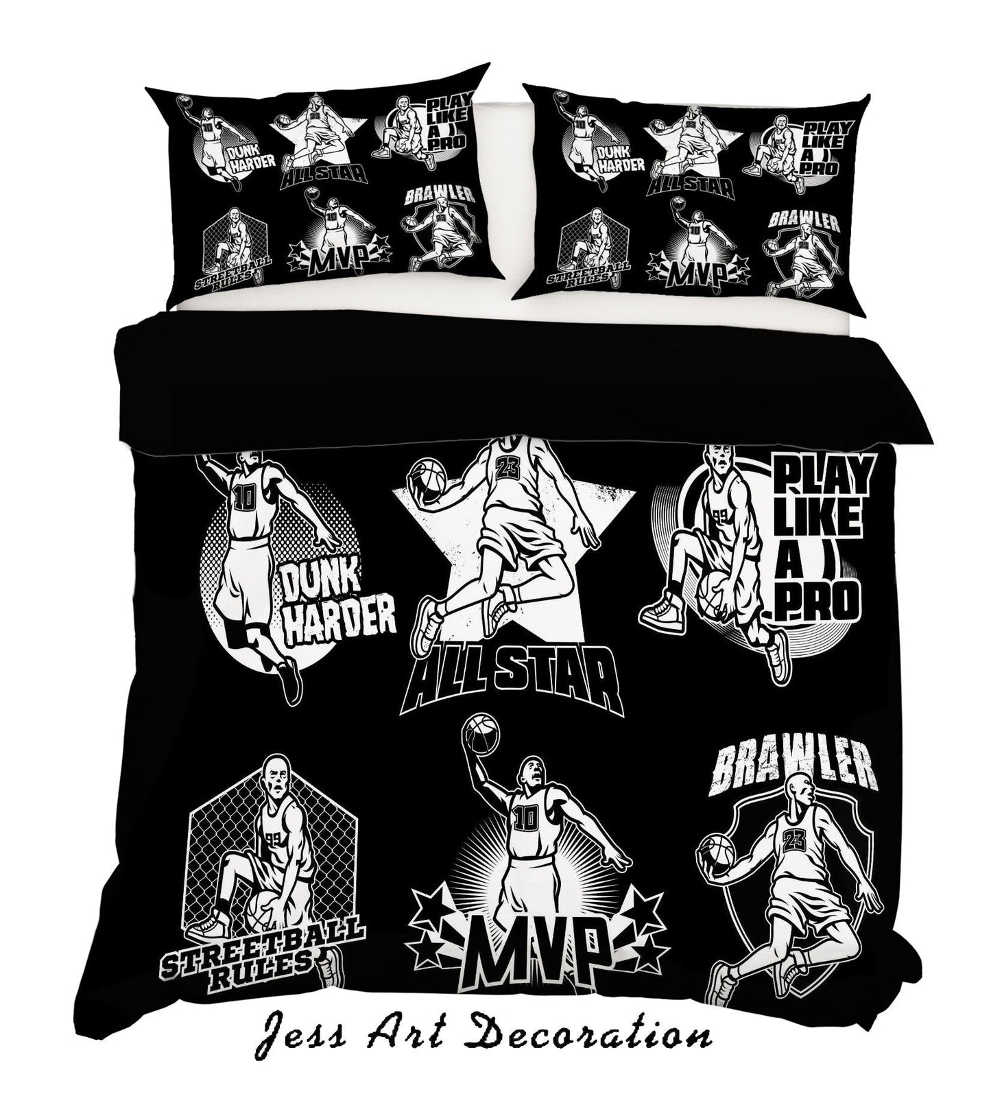3D Black Basketball Player Dunk Quilt Cover Set Bedding Set Pillowcases 49