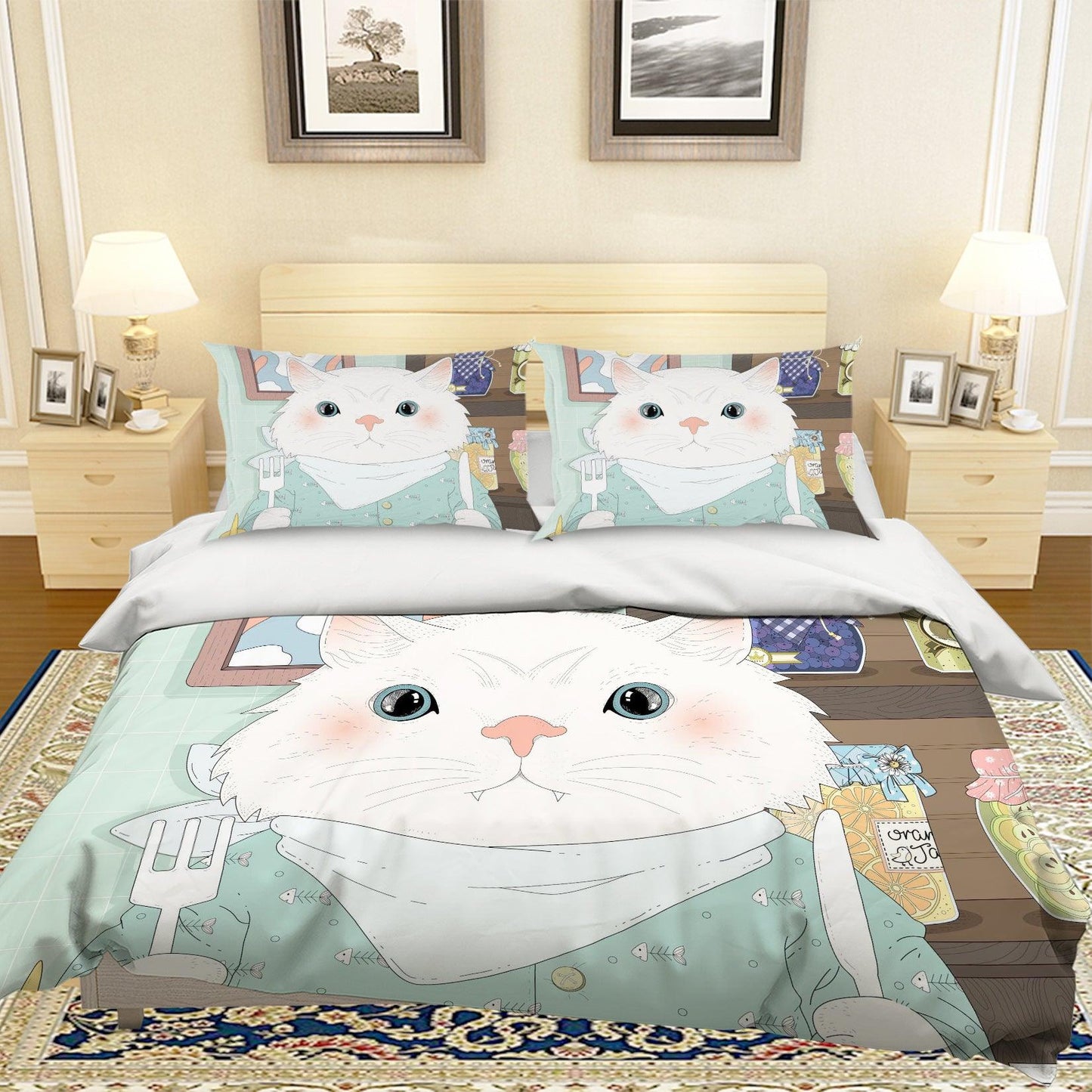 3D Cartoon Cat Quilt Cover Set Bedding Set Pillowcases 75