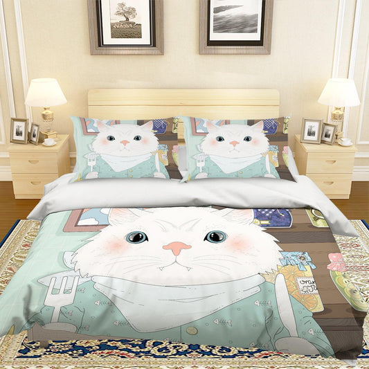 3D Cartoon Cat Quilt Cover Set Bedding Set Pillowcases 75