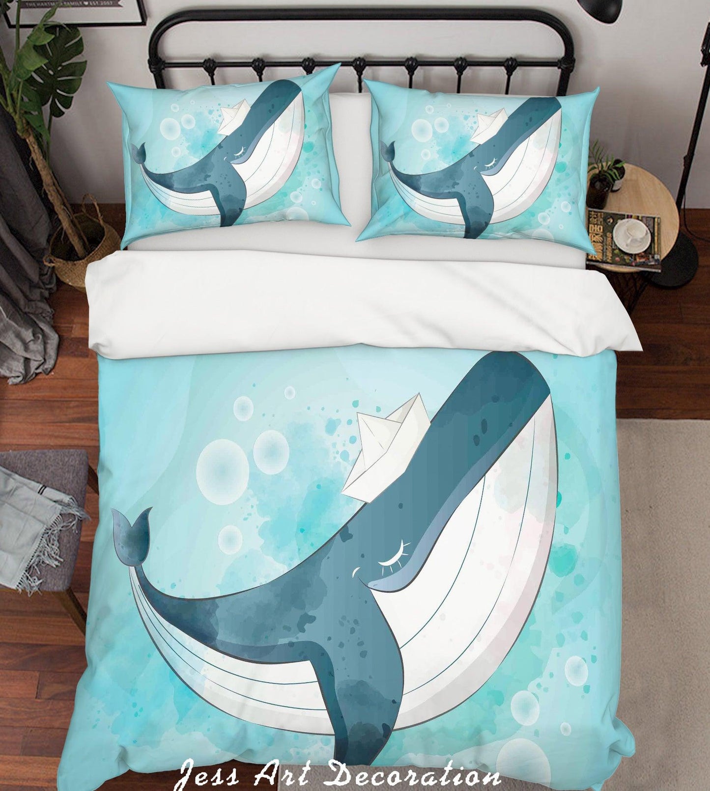 3D Cartoon Blue Dolphin Quilt Cover Set Bedding Set Pillowcases 128