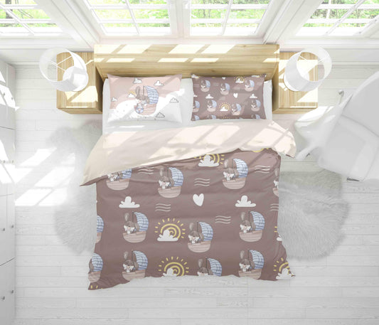3D Brown Puppy Pirates Sailboat Quilt Cover Set Bedding Set Pillowcases 66
