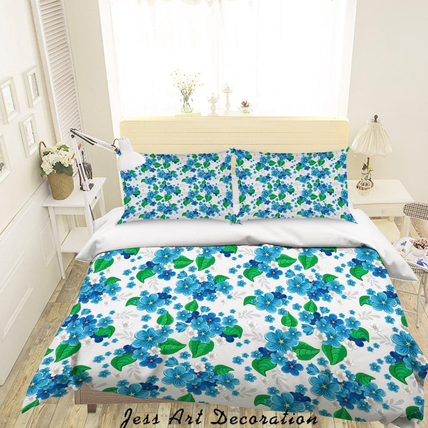 3D Blue Floral Quilt Cover Set Bedding Set Duvet Cover Pillowcases SF79