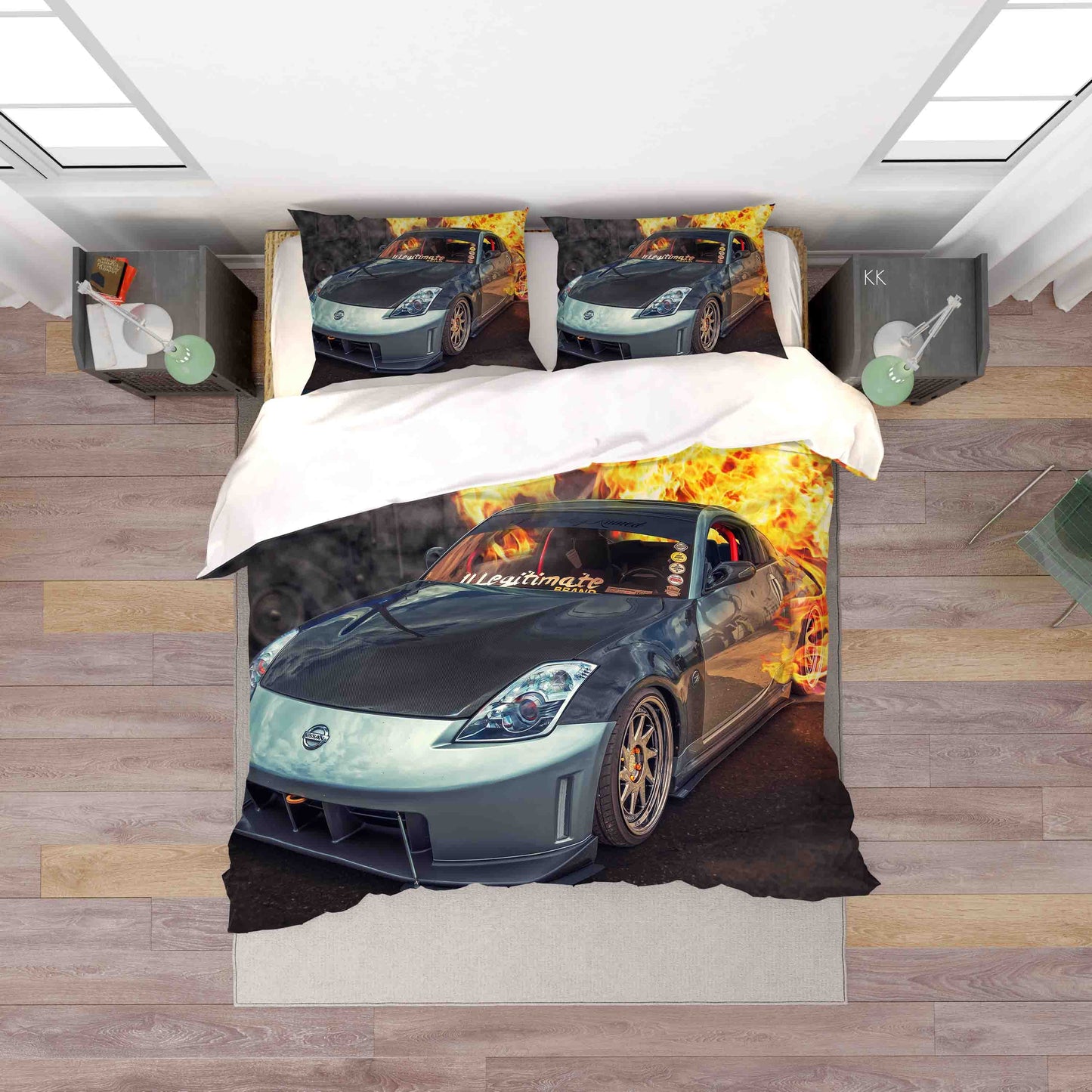 3D Automobile Fire Quilt Cover Set Bedding Set Duvet Cover Pillowcase 369