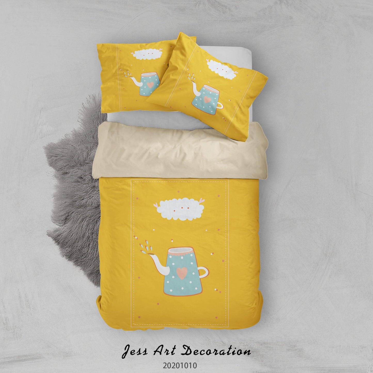 3D Cartoon Cute Animal Cup Quilt Cover Set Bedding Set Duvet Cover Pillowcases WJ 9553