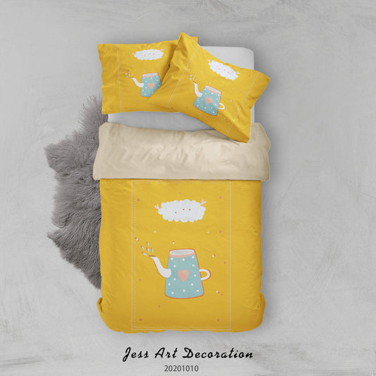 3D Cartoon Cute Animal Cup Quilt Cover Set Bedding Set Duvet Cover Pillowcases WJ 9553