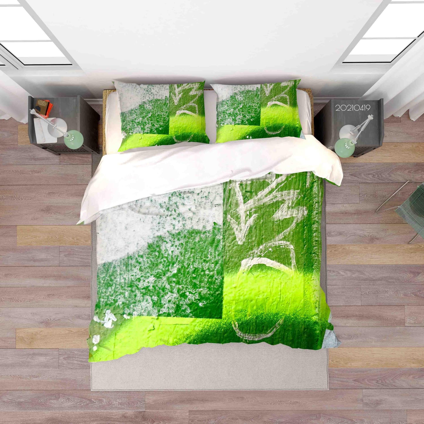3D Abstract Green Graffiti Quilt Cover Set Bedding Set Duvet Cover Pillowcases 117