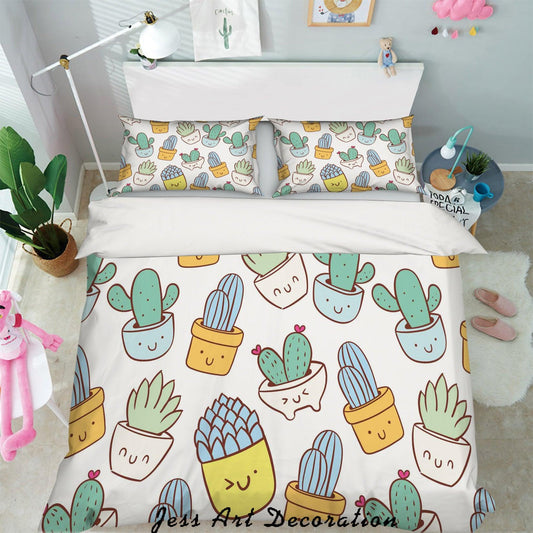 3D Cartoon Cactus Flower Pot Quilt Cover Set Bedding Set Pillowcases 31