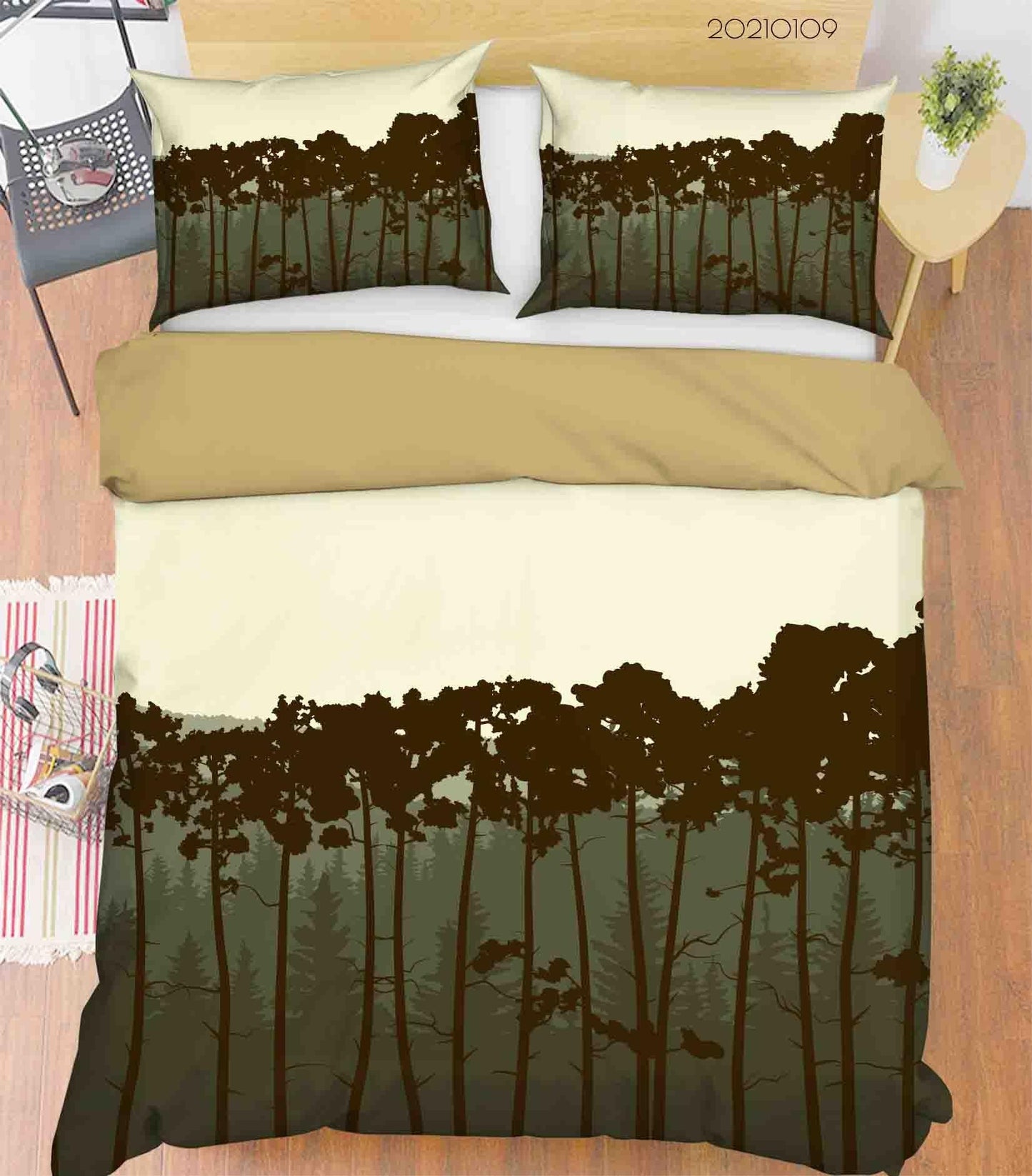 3D Cartoon Green Forest Quilt Cover Set Bedding Set Duvet Cover Pillowcases 38 LQH