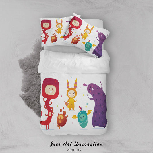 3D Cartoon Animal Monsters Pattern Quilt Cover Set Bedding Set Duvet Cover Pillowcases WJ 9678