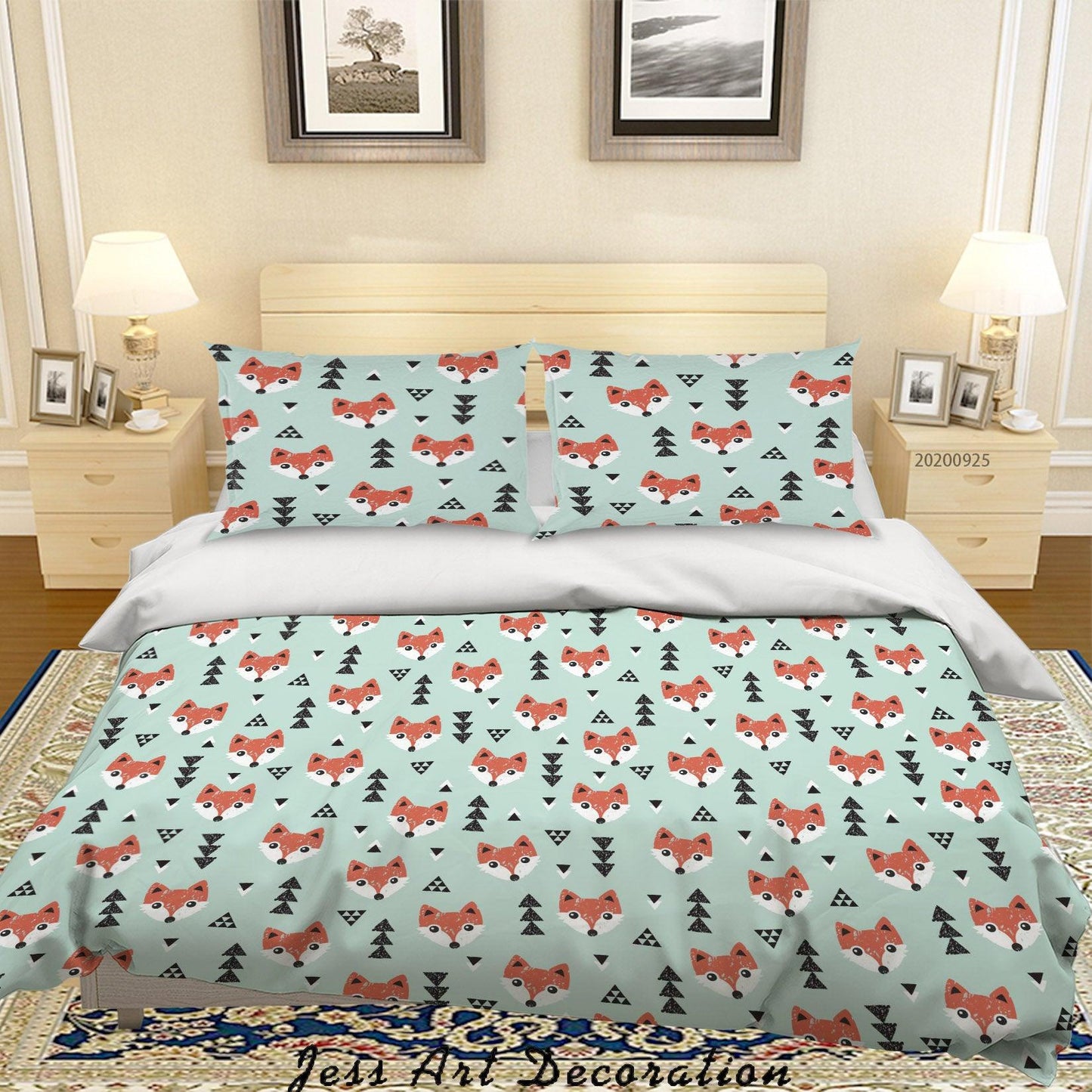 3D Cartoon Animal Fox Pattern Quilt Cover Set Bedding Set Duvet Cover Pillowcases WJ 6434