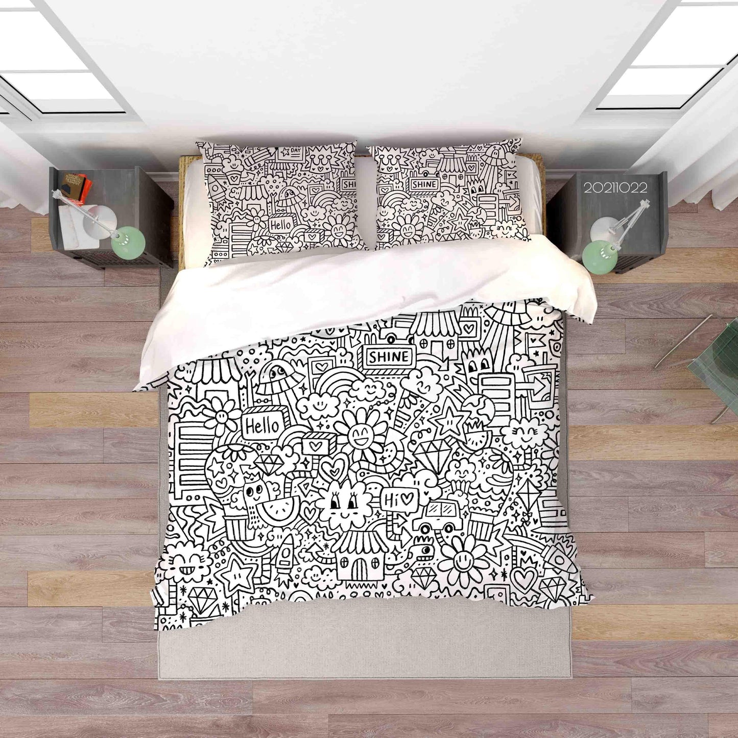 3D Cartoon Illustration Art Doodle Quilt Cover Set Bedding Set Duvet Cover Pillowcases 71