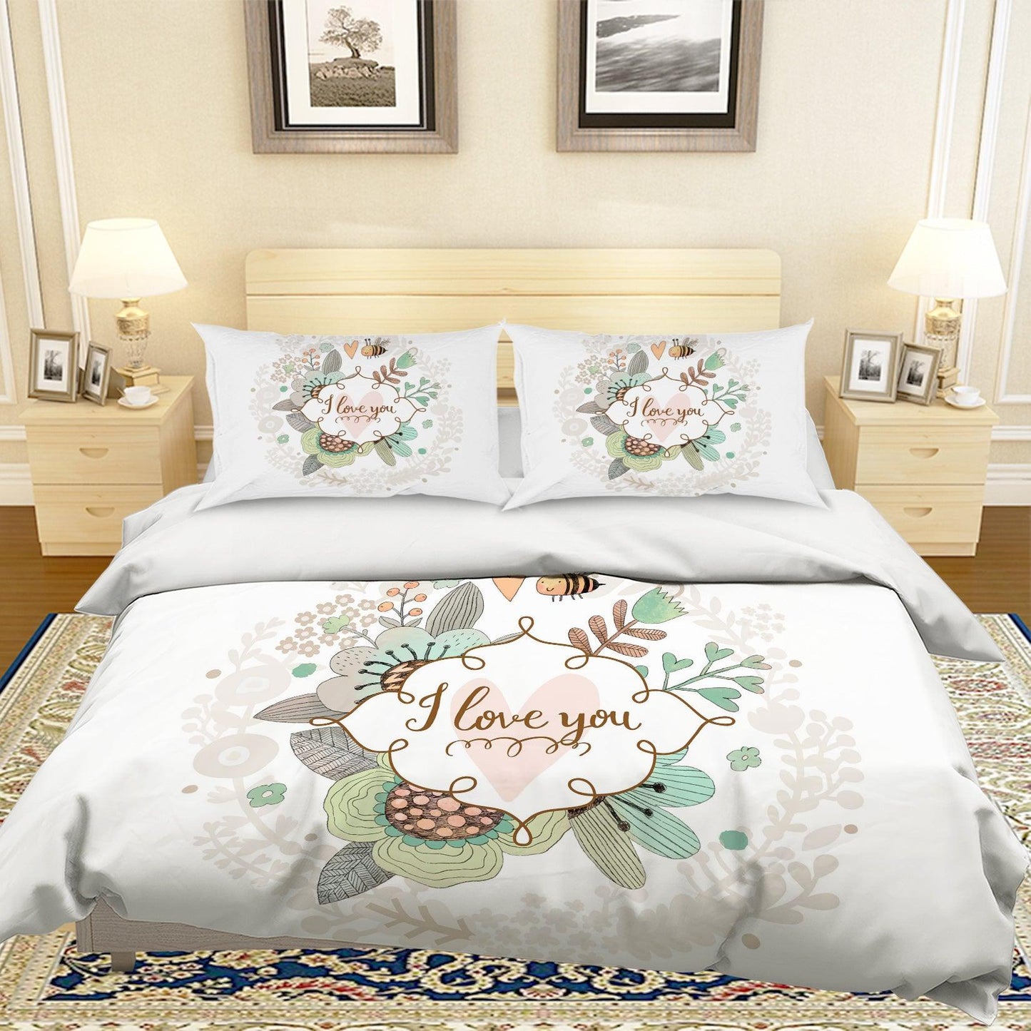 3D Cartoon Bee Flower Quilt Cover Set Bedding Set Pillowcases 41