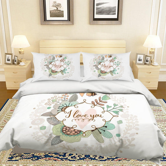 3D Cartoon Bee Flower Quilt Cover Set Bedding Set Pillowcases 41