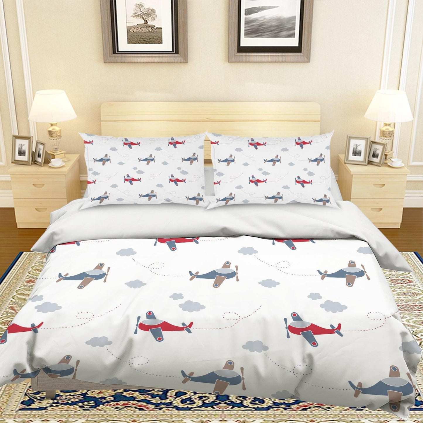 3D Cartoon Aircraft Quilt Cover Set Bedding Set Pillowcases 88