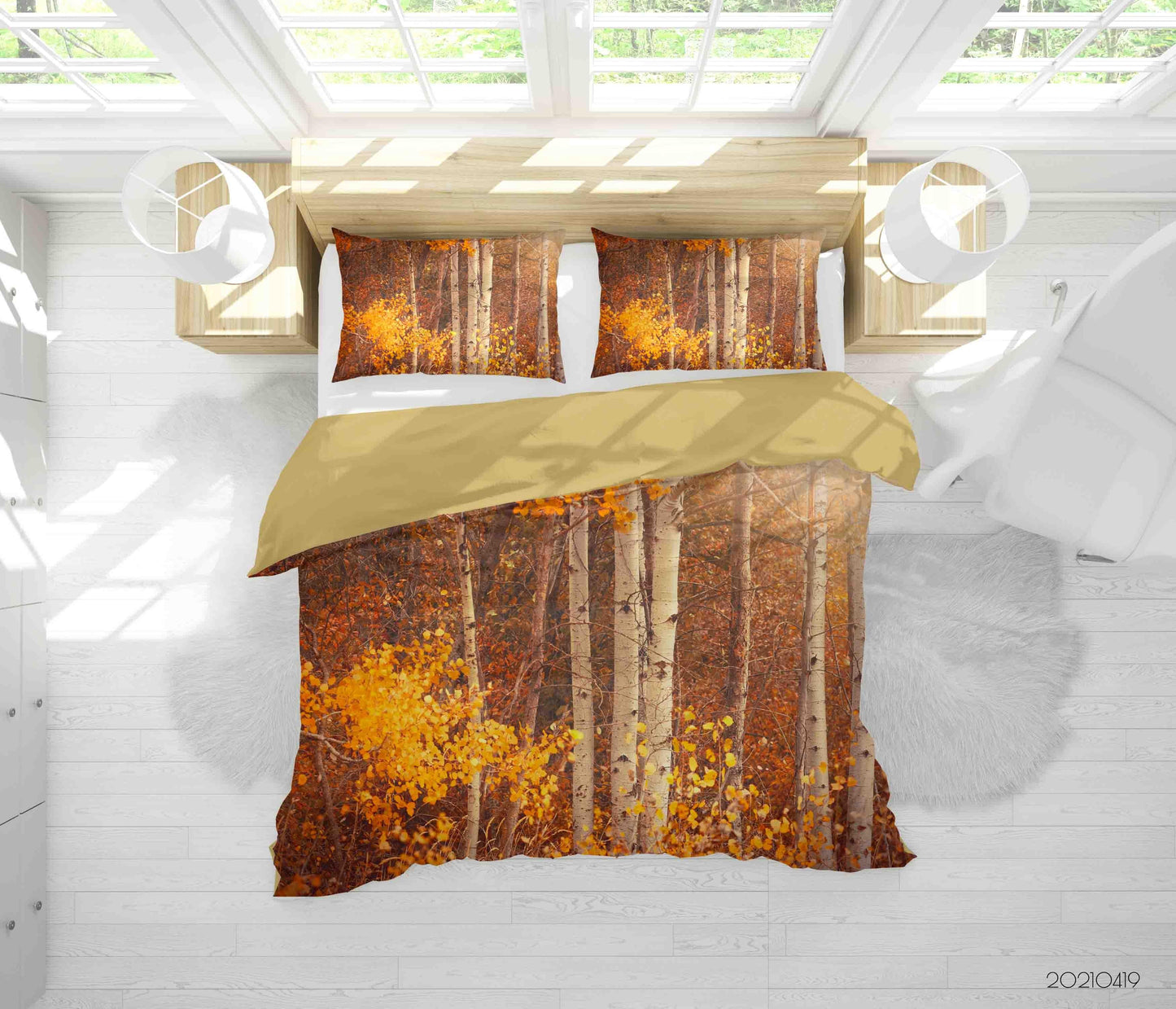 3D Autumn Forest Landscape Quilt Cover Set Bedding Set Duvet Cover Pillowcases 225
