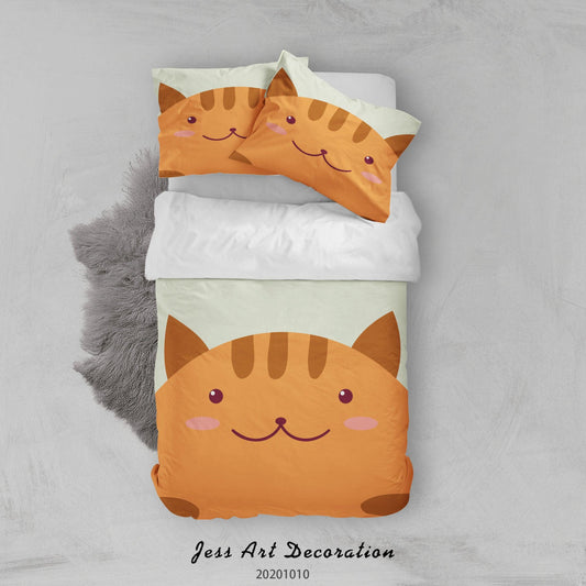 3D Cartoon Cute Animal Cat Quilt Cover Set Bedding Set Duvet Cover Pillowcases WJ 9537