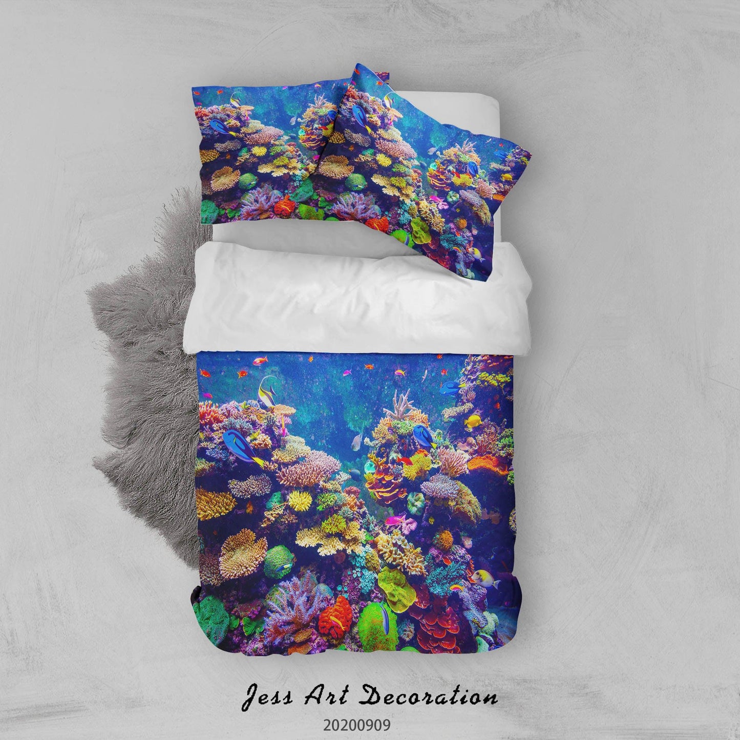 3D Aquarium Fish Quilt Cover Set Bedding Set Duvet Cover Pillowcases WJ 1992