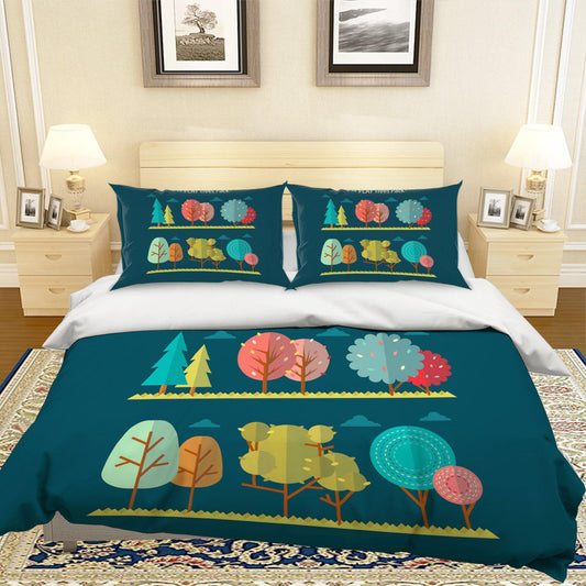 3D Blue Trees Quilt Cover Set Bedding Set Pillowcases 58