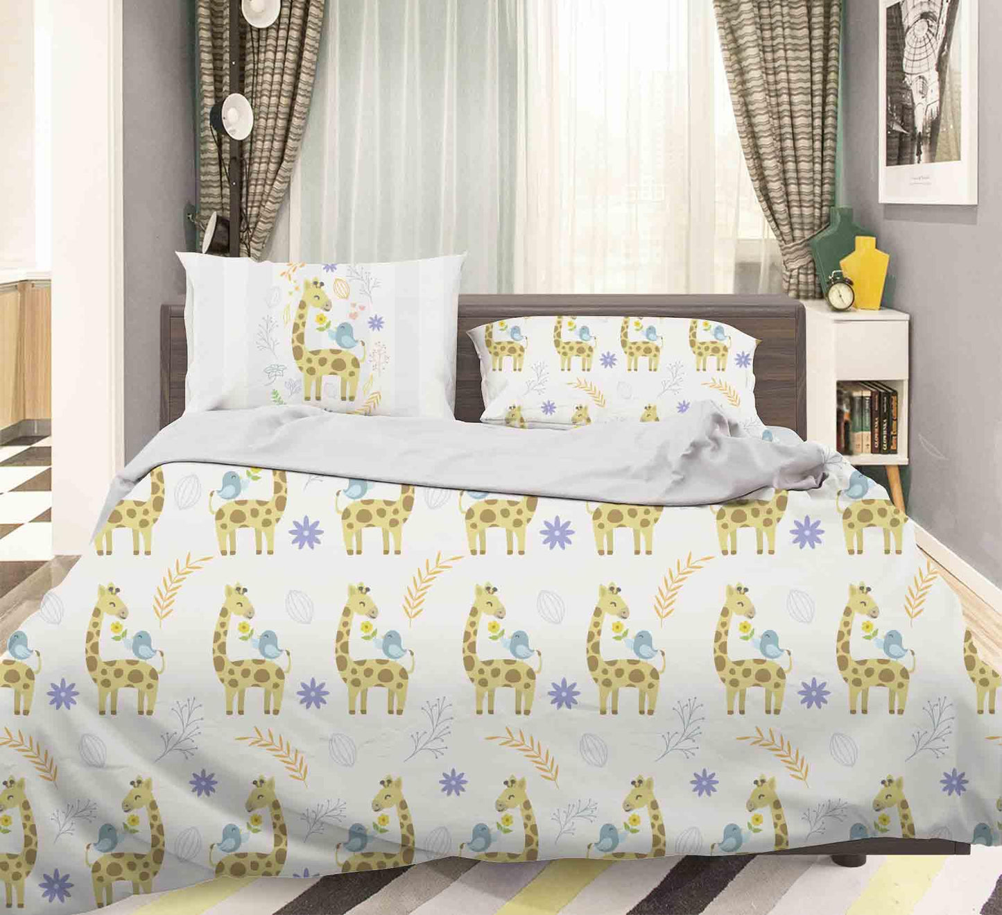 3D Cartoon Giraffe Quilt Cover Set Bedding Set Pillowcases 113