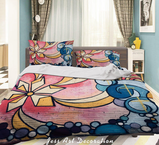 3D Abstract Color Graffiti Quilt Cover Set Bedding Set Duvet Cover Pillowcases 184