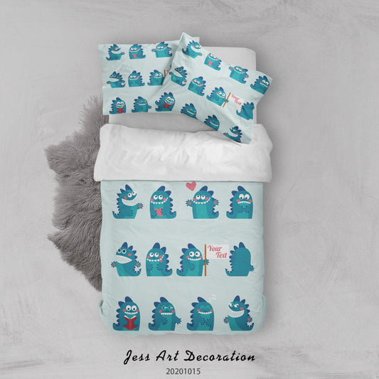 3D Cartoon Animal Monsters Pattern Quilt Cover Set Bedding Set Duvet Cover Pillowcases WJ 9676