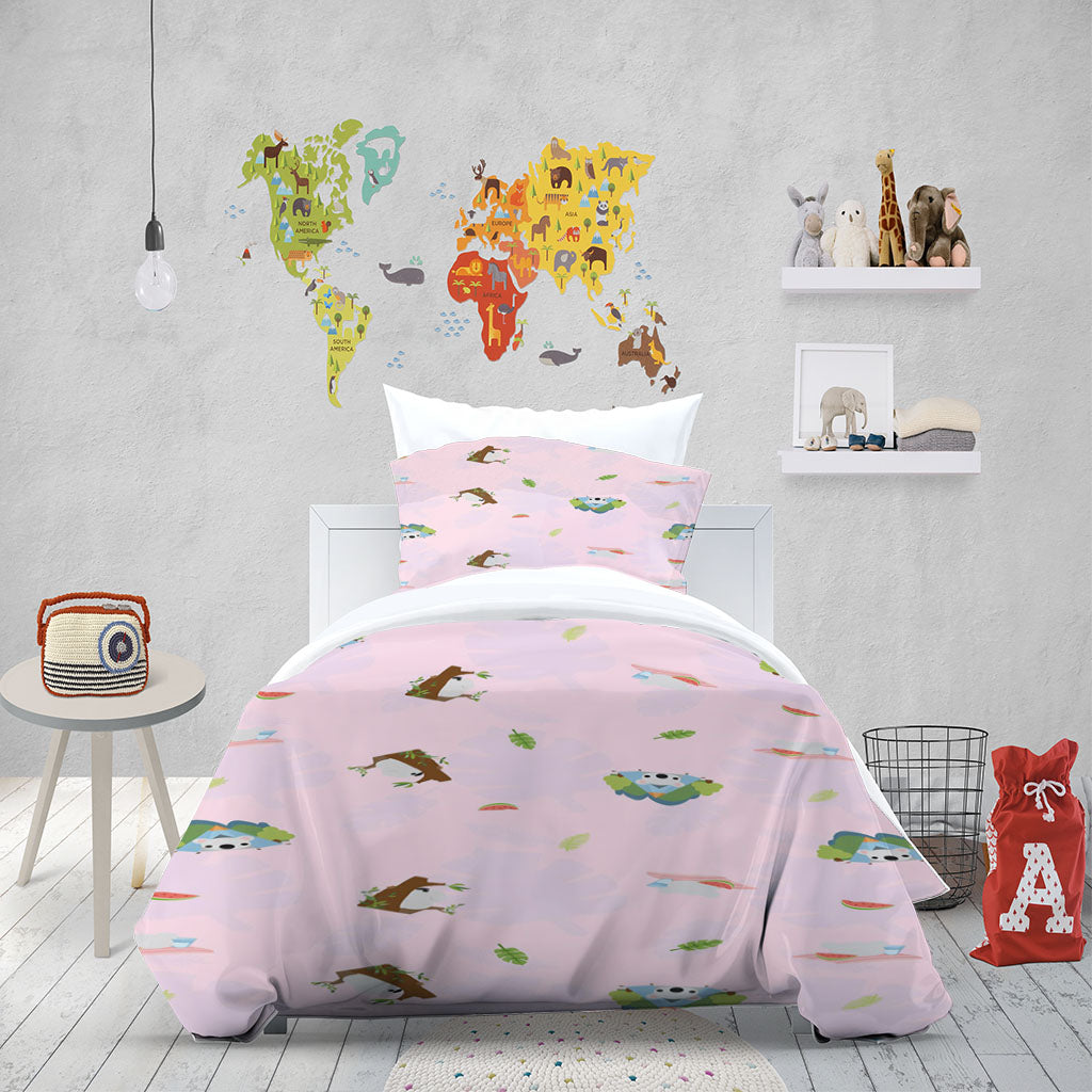 3D Cartoon Dog Leaf Pink Quilt Cover Set Bedding Set Duvet Cover Pillowcase 1405