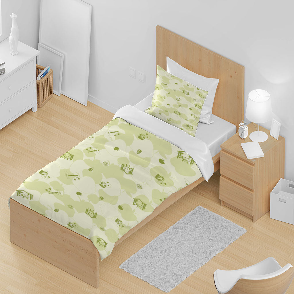 3D Cartoon Dog Cloud Green Quilt Cover Set Bedding Set Duvet Cover Pillowcase 1408