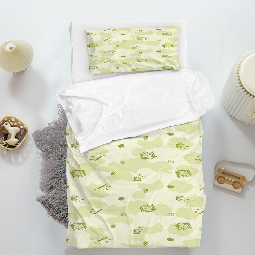 3D Cartoon Dog Cloud Green Quilt Cover Set Bedding Set Duvet Cover Pillowcase 1408