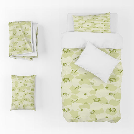 3D Cartoon Dog Cloud Green Quilt Cover Set Bedding Set Duvet Cover Pillowcase 1408