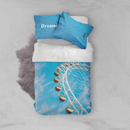3D Blue Sky Ferris Wheel Quilt Cover Set Bedding Set Pillowcases 114