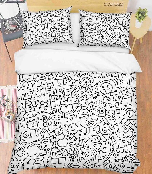 3D Cartoon Funny Illustration Quilt Cover Set Bedding Set Duvet Cover Pillowcases 37