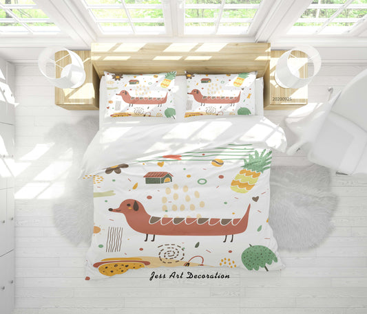 3D Cartoon Animal Dog Pattern Quilt Cover Set Bedding Set Duvet Cover Pillowcases WJ 6460