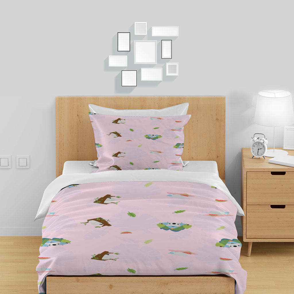3D Cartoon Dog Leaf Pink Quilt Cover Set Bedding Set Duvet Cover Pillowcase 1405