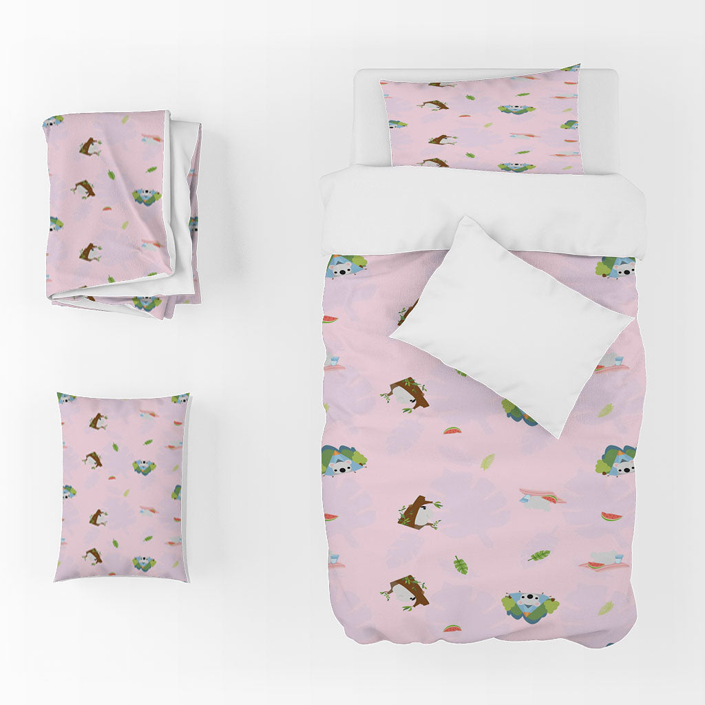 3D Cartoon Dog Leaf Pink Quilt Cover Set Bedding Set Duvet Cover Pillowcase 1405