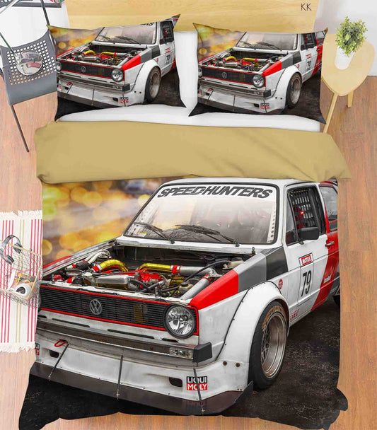 3D Automobile Apricot Quilt Cover Set Bedding Set Duvet Cover Pillowcase 406
