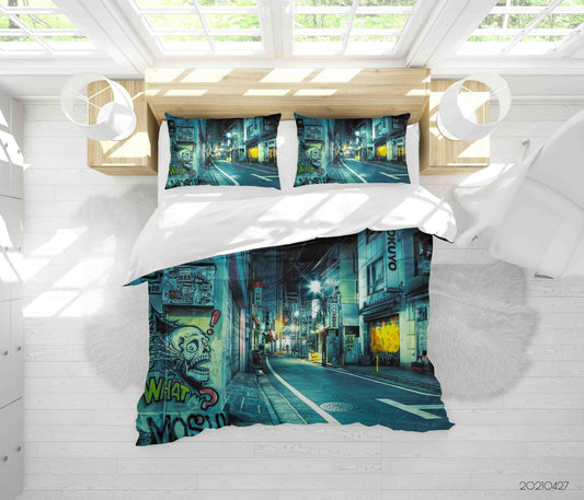 3D Abstract Colored Street Graffiti Quilt Cover Set Bedding Set Duvet Cover Pillowcases 49