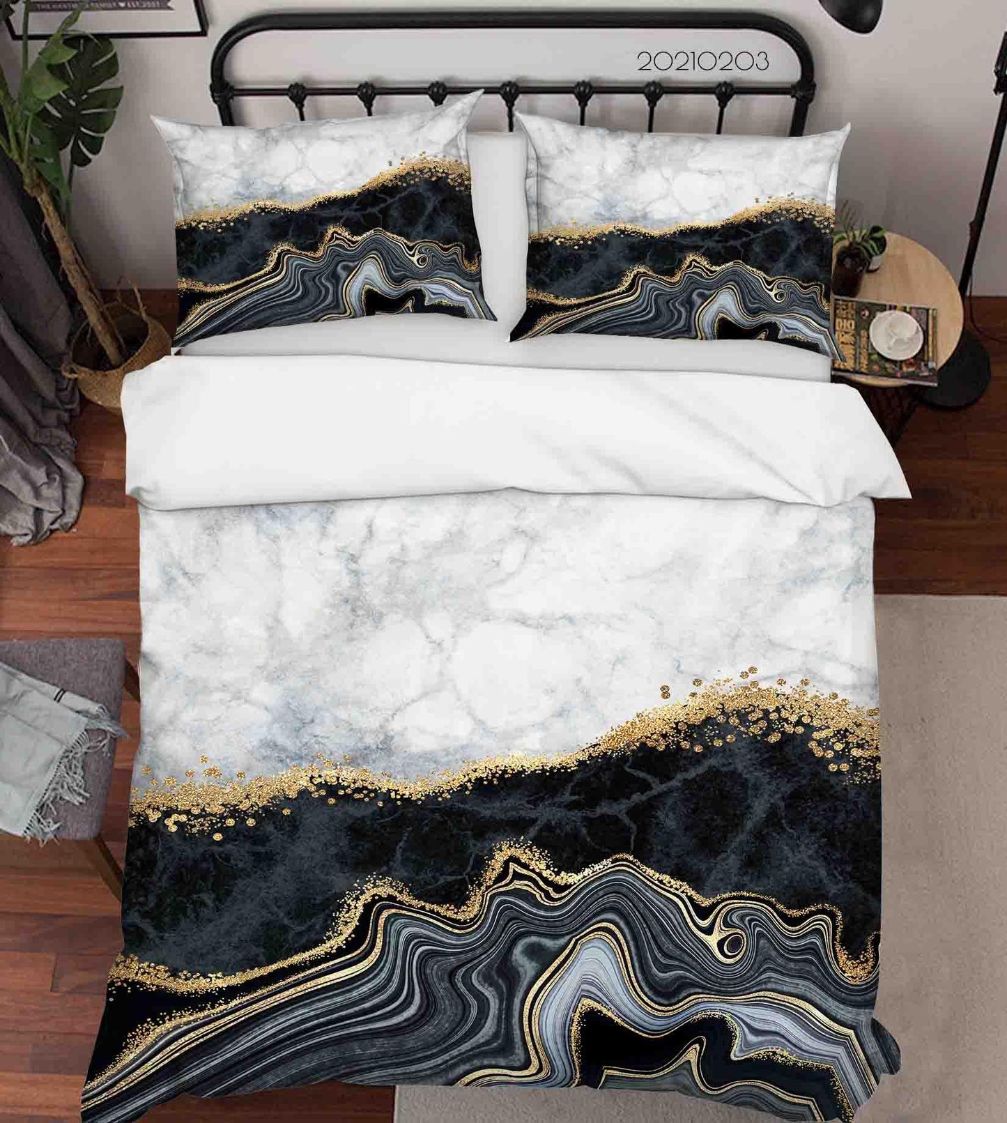 3D Abstract Black Marble Texture Quilt Cover Set Bedding Set Duvet Cover Pillowcases 63