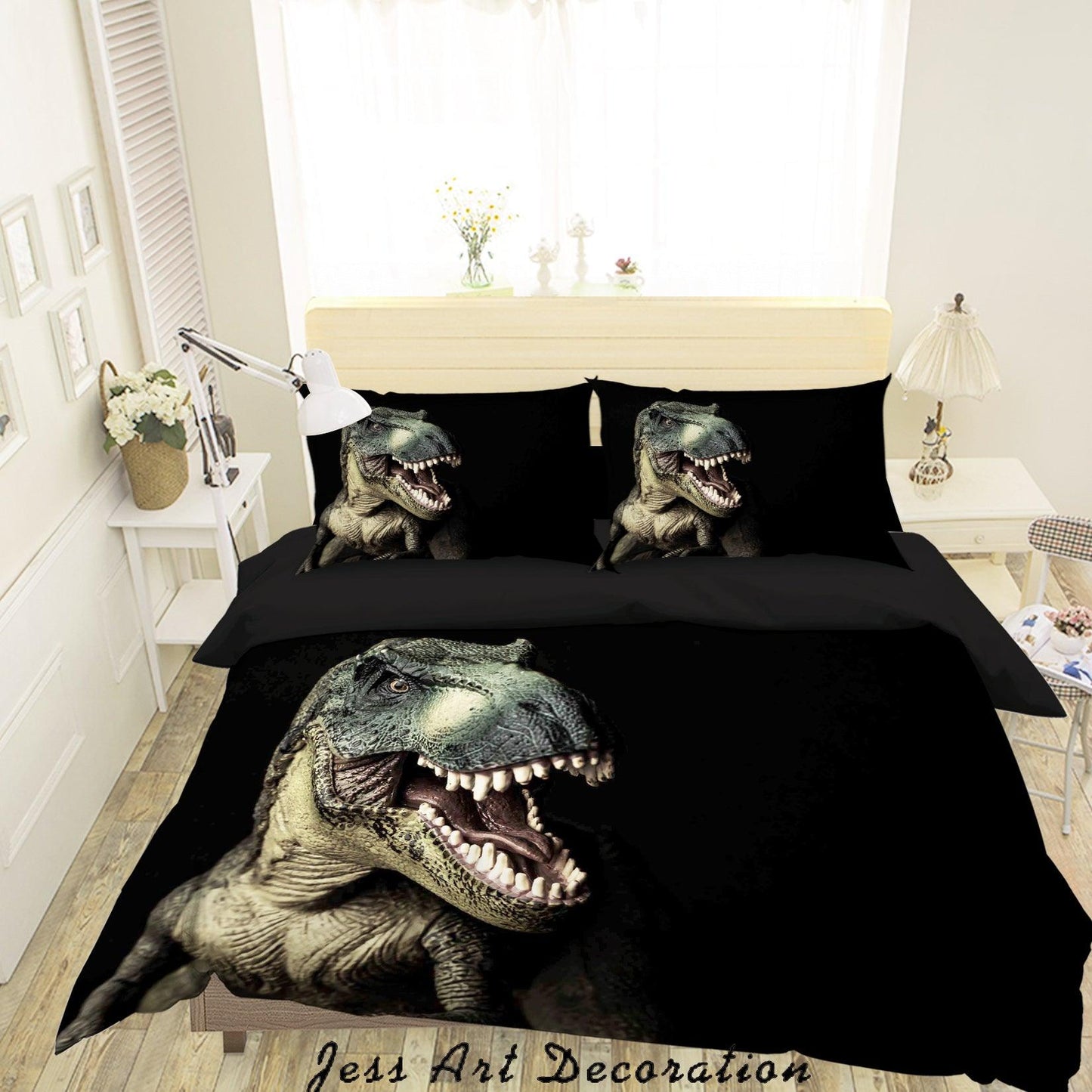 3D Black Dinosaur Quilt Cover Set Bedding Set Duvet Cover Pillowcases SF47