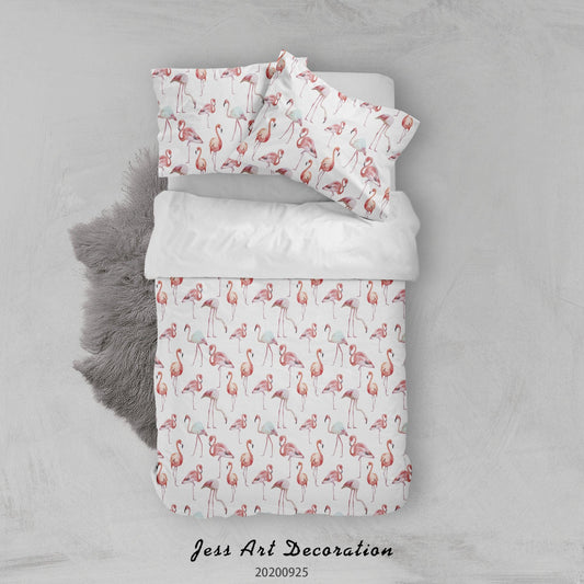 3D Cartoon Animal Flamingo Pattern Quilt Cover Set Bedding Set Duvet Cover Pillowcases WJ 6496