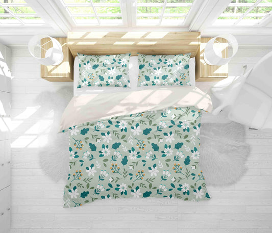 3D Blue Floral Quilt Cover Set Bedding Set Pillowcases 98