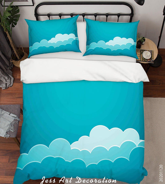 3D Blue Cloud Quilt Cover Set Bedding Set Duvet Cover Pillowcases LXL