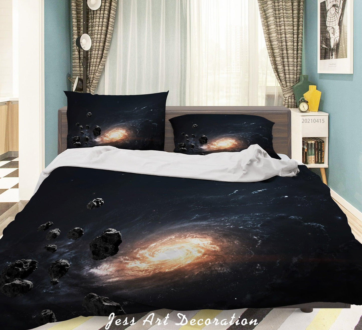 3D Abstract Space Meteorite Quilt Cover Set Bedding Set Duvet Cover Pillowcases 72