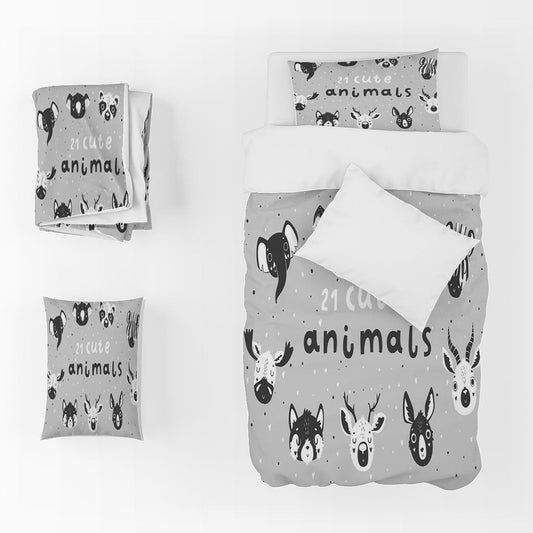 3D Cartoon Deer Elephant Letter Quilt Cover Set Bedding Set Duvet Cover Pillowcase 1411